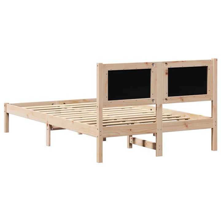 Sengestel med hovedgærde Sort 120 x 200 cm Massiv fyrretræ
