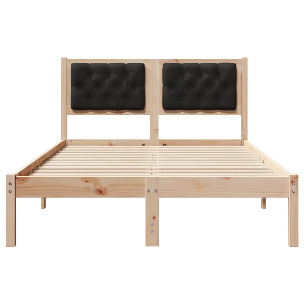 Sengestel med hovedgærde Sort 120 x 200 cm Massiv fyrretræ