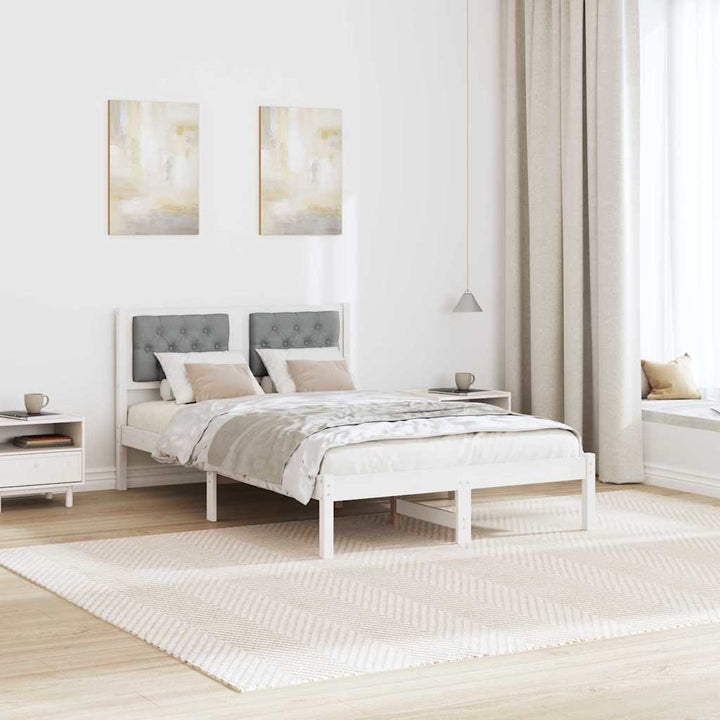 Sengestel med hovedgærde Lysegrå 120 x 200 cm Massiv fyrretræ