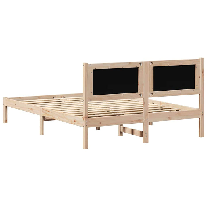 Sengestel med hovedgærde Gråbrun 140 x 190 cm Massiv fyrretræ