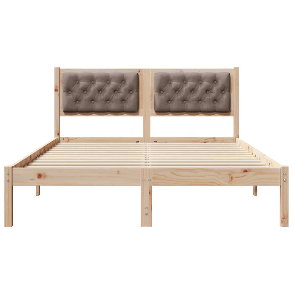 Sengestel med hovedgærde Gråbrun 140 x 190 cm Massiv fyrretræ