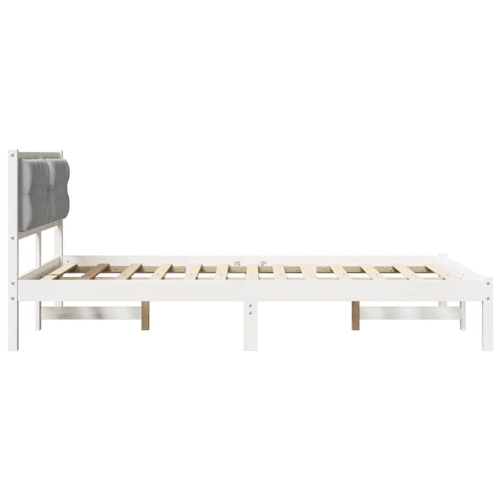 Sengestel med hovedgærde Lysegrå 140 x 190 cm Massiv fyrretræ