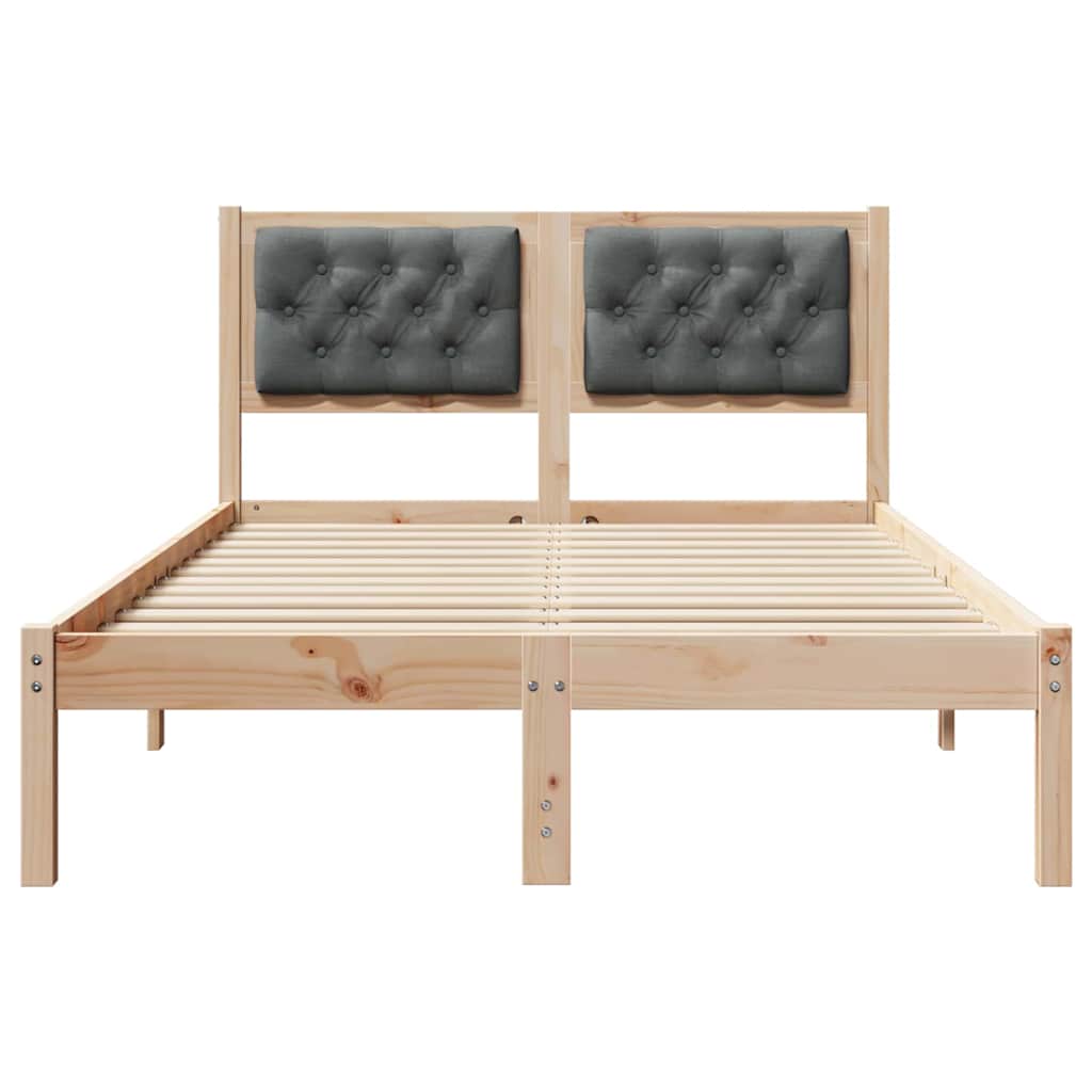 Sengestel med hovedgærde Mørkegrå 135 x 190 cm Massiv fyrretræ
