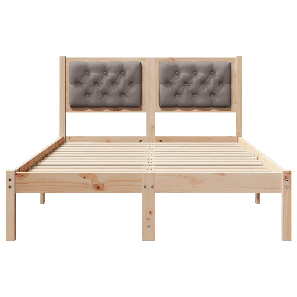 Sengestel med hovedgærde Gråbrun 135 x 190 cm Massiv fyrretræ