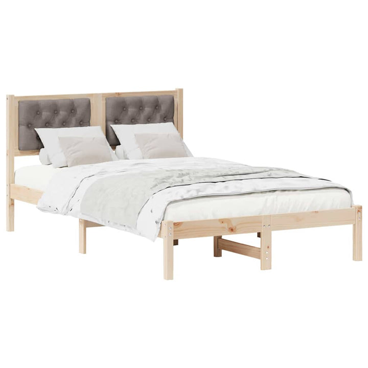 Sengestel med hovedgærde Gråbrun 135 x 190 cm Massiv fyrretræ