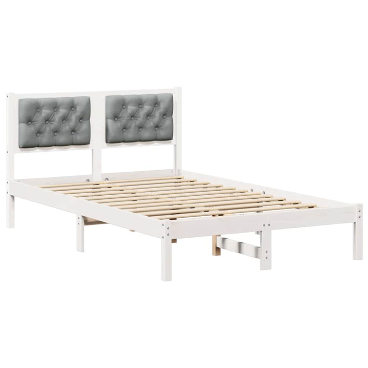 Sengestel med hovedgærde Lysegrå 135 x 190 cm Massiv fyrretræ