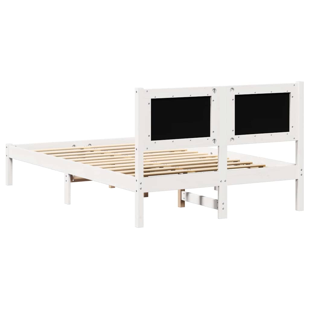 Sengestel med hovedgærde Lysegrå 135 x 190 cm Massiv fyrretræ