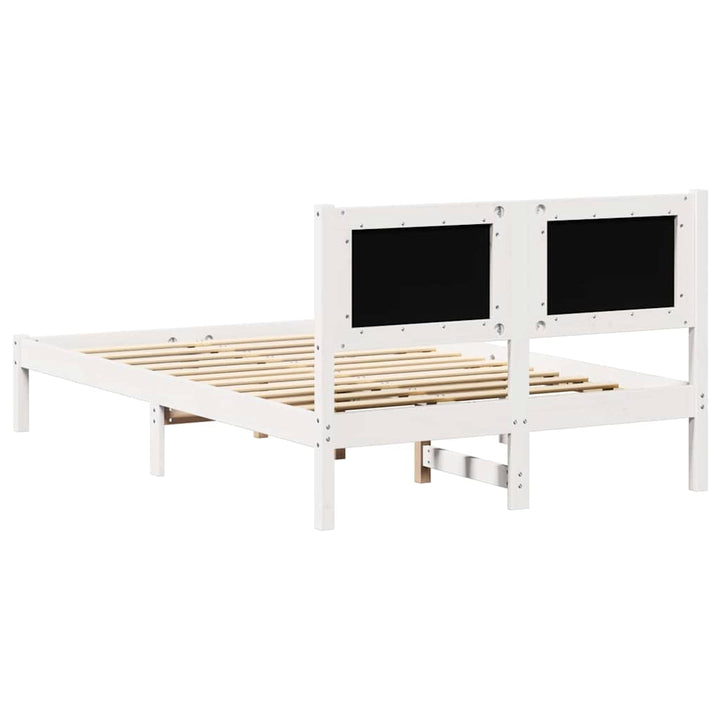 Sengestel med hovedgærde Lysegrå 135 x 190 cm Massiv fyrretræ