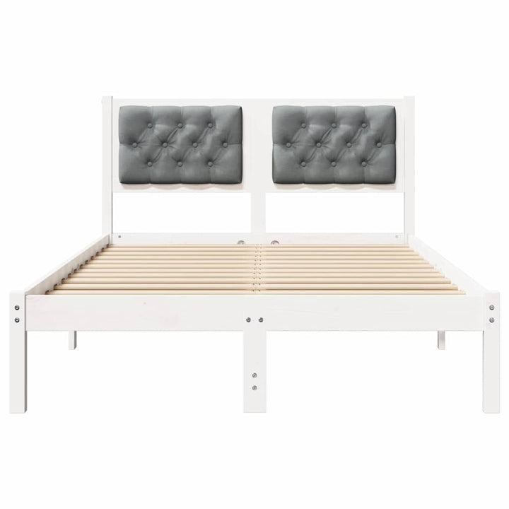 Sengestel med hovedgærde Lysegrå 135 x 190 cm Massiv fyrretræ