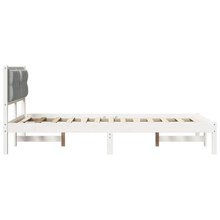 Sengestel med hovedgærde Lysegrå 135 x 190 cm Massiv fyrretræ