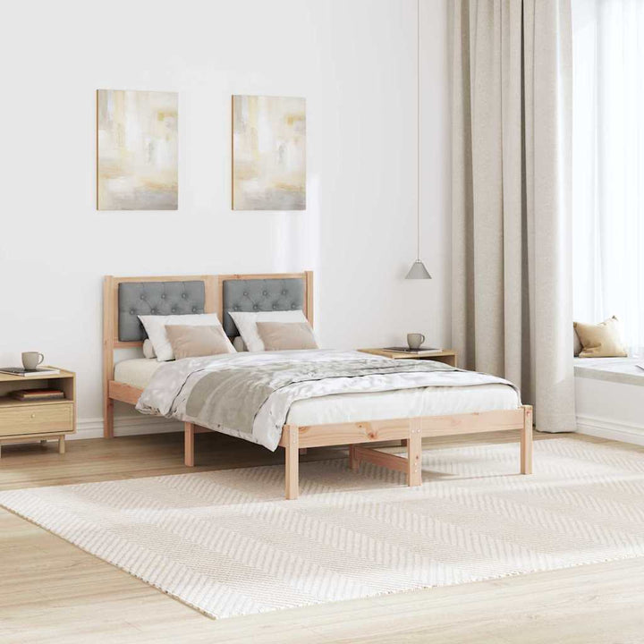Sengestel med hovedgærde Lysegrå 120 x 190 cm Massiv fyrretræ