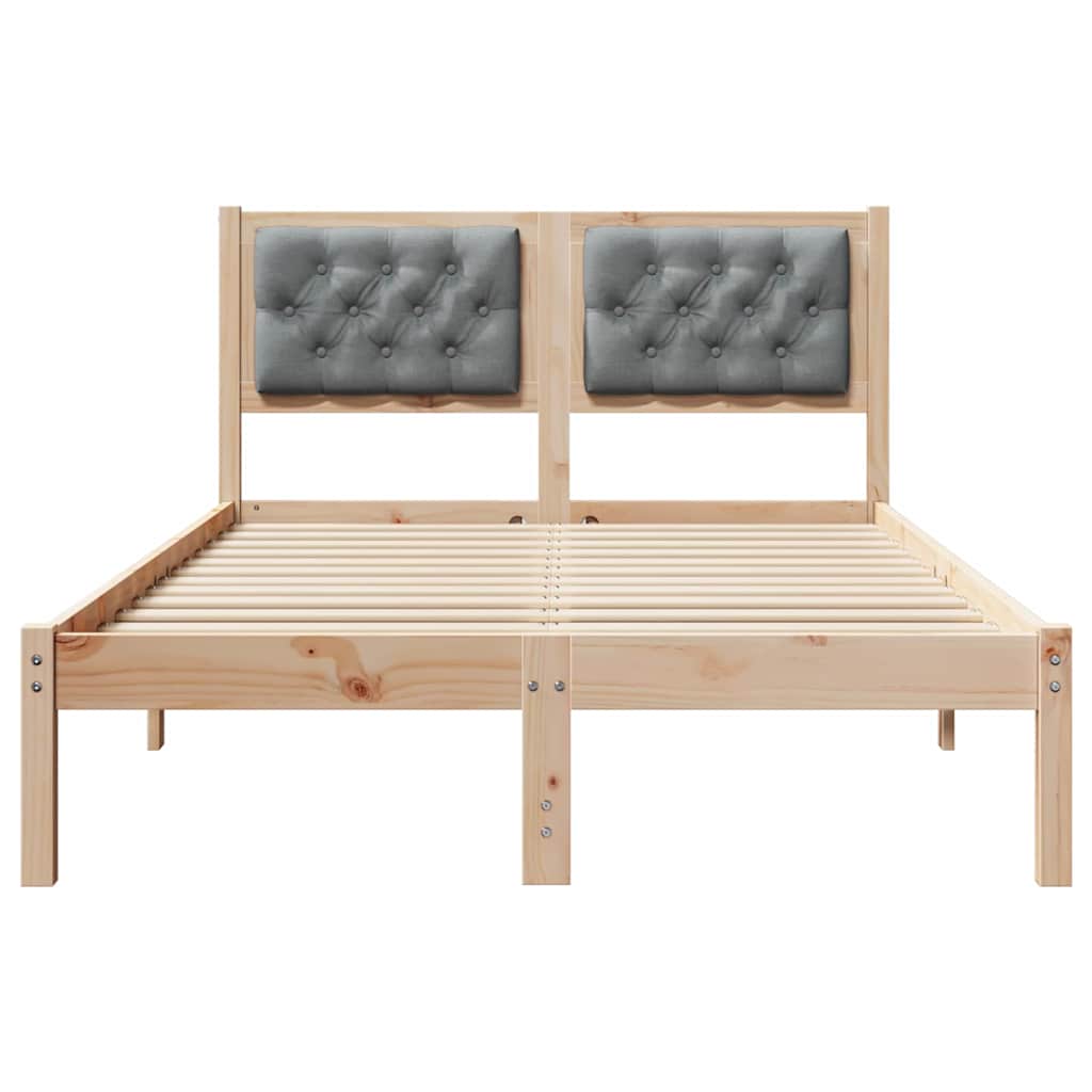 Sengestel med hovedgærde Lysegrå 120 x 190 cm Massiv fyrretræ