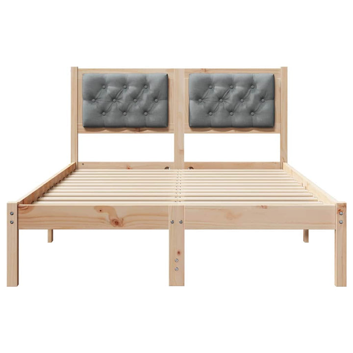 Sengestel med hovedgærde Lysegrå 120 x 190 cm Massiv fyrretræ