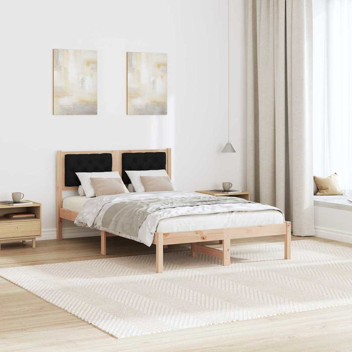 Sengestel med hovedgærde Sort 120 x 190 cm Massiv fyrretræ