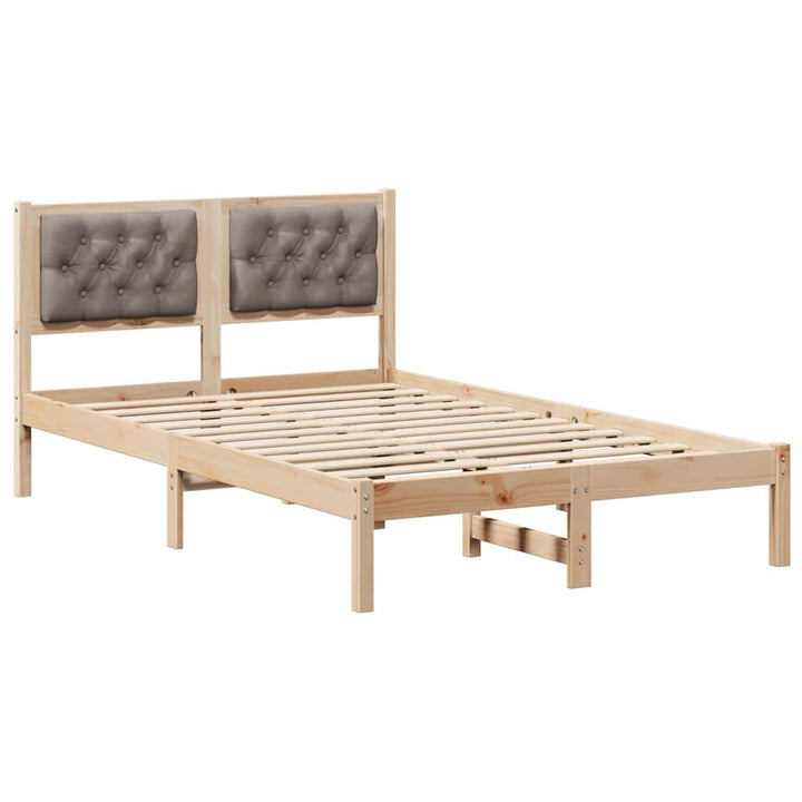 Sengestel med hovedgærde Gråbrun 120 x 190 cm Massiv fyrretræ