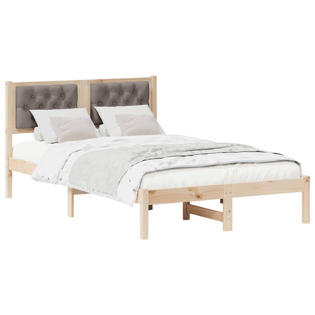 Sengestel med hovedgærde Gråbrun 120 x 190 cm Massiv fyrretræ