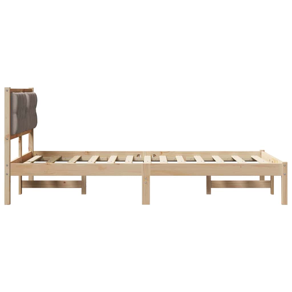 Sengestel med hovedgærde Gråbrun 120 x 190 cm Massiv fyrretræ