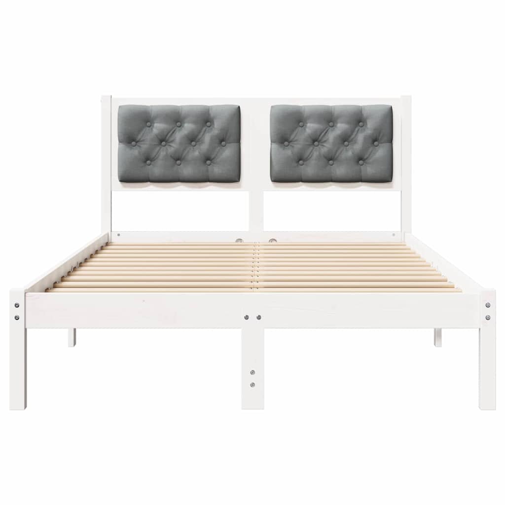 Sengestel med hovedgærde Lysegrå 120 x 190 cm Massiv fyrretræ