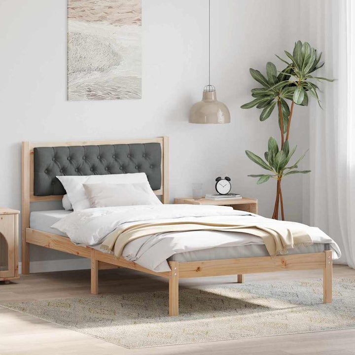 Sengestel med hovedgærde Mørkegrå 100 x 200 cm Massiv fyrretræ