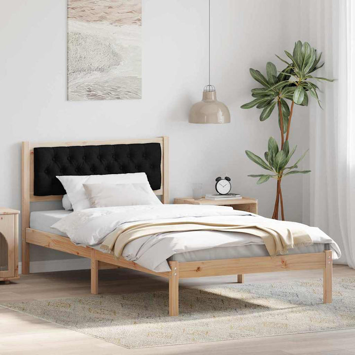 Sengestel med hovedgærde Sort 100 x 200 cm Massiv fyrretræ