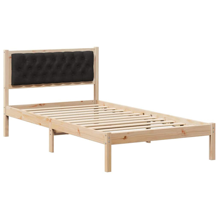 Sengestel med hovedgærde Sort 100 x 200 cm Massiv fyrretræ
