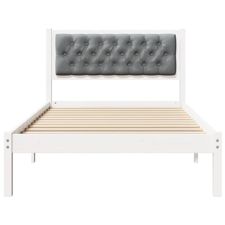 Sengestel med hovedgærde Lysegrå 100 x 200 cm Massiv fyrretræ