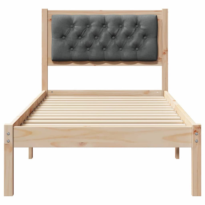 Sengestel med hovedgærde Mørkegrå 90 x 200 cm Massiv fyrretræ