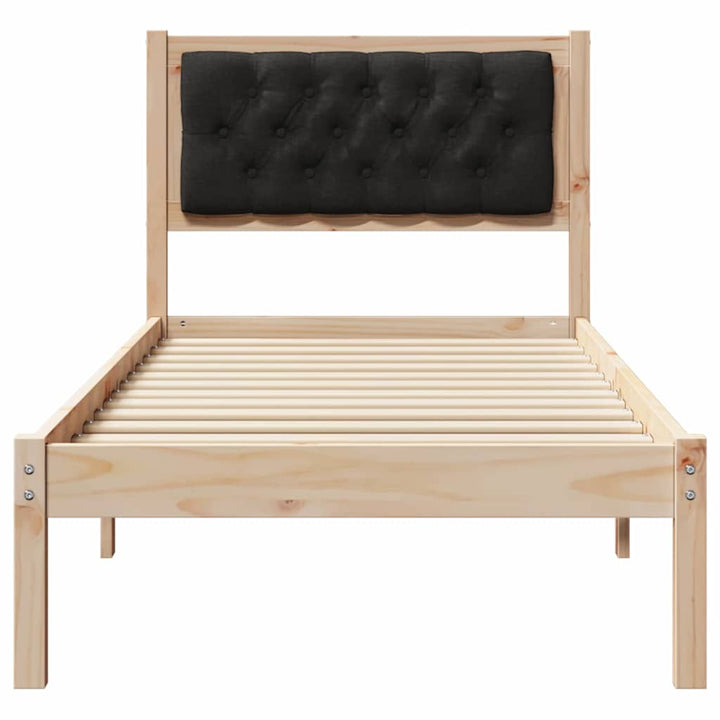 Sengestel med hovedgærde Sort 90 x 200 cm Massiv fyrretræ