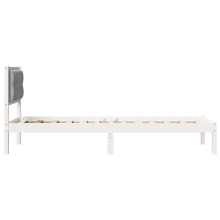 Sengestel med hovedgærde Lysegrå 90 x 200 cm Massiv fyrretræ
