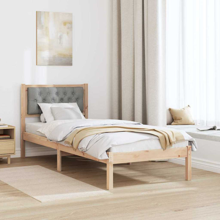 Sengestel med hovedgærde Lysegrå 80 x 200 cm Massiv fyrretræ