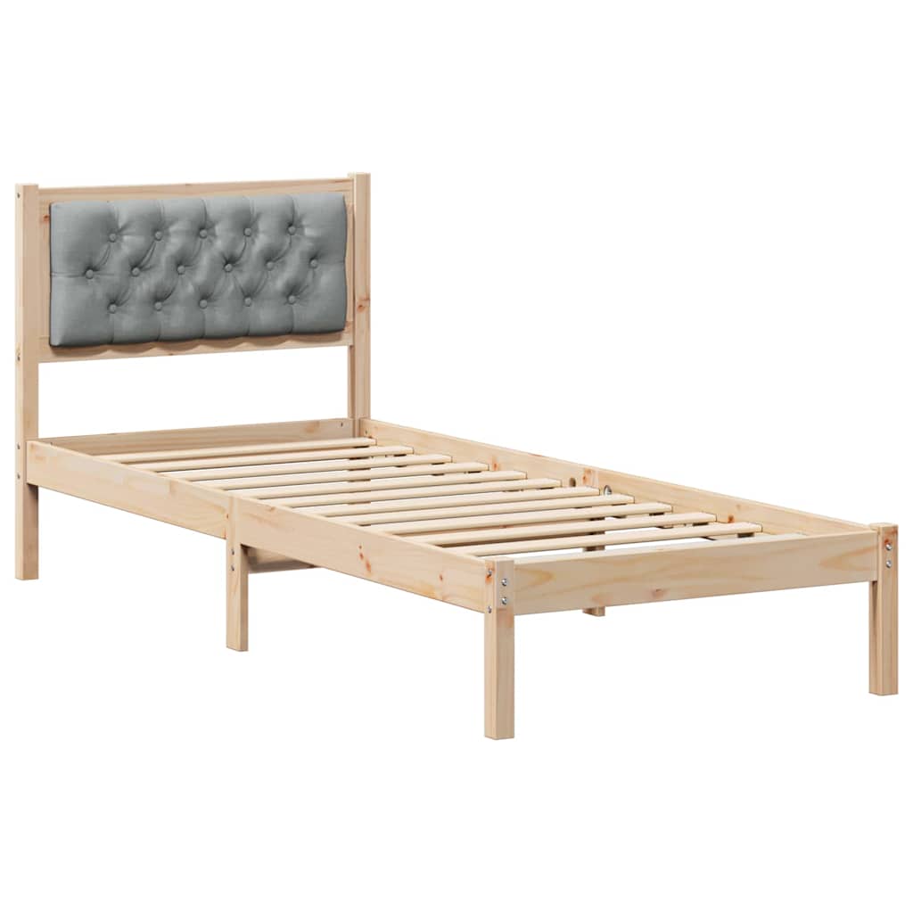 Sengestel med hovedgærde Lysegrå 80 x 200 cm Massiv fyrretræ