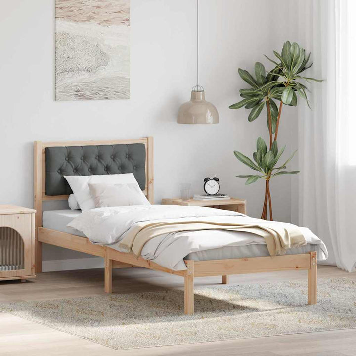 Sengestel med hovedgærde Mørkegrå 80 x 200 cm Massiv fyrretræ