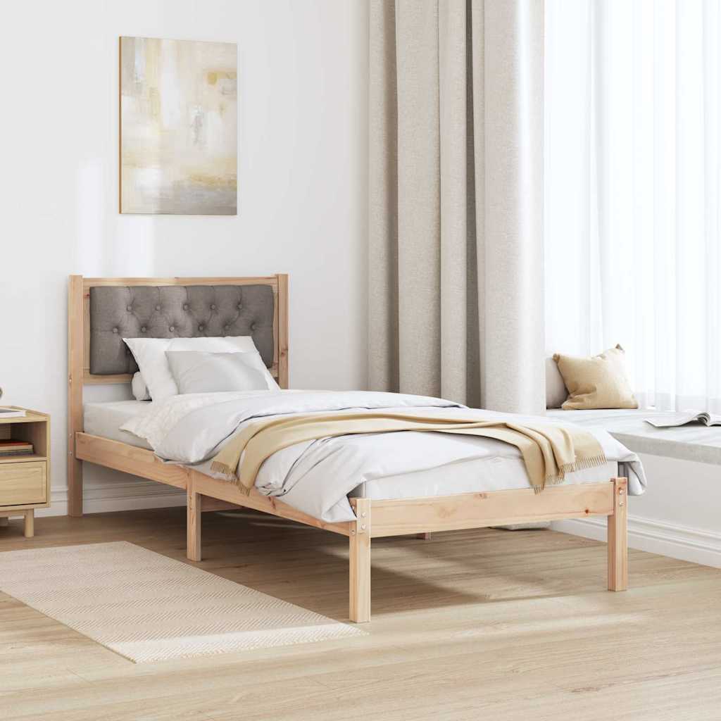 Sengestel med hovedgærde Gråbrun 80 x 200 cm Massiv fyrretræ