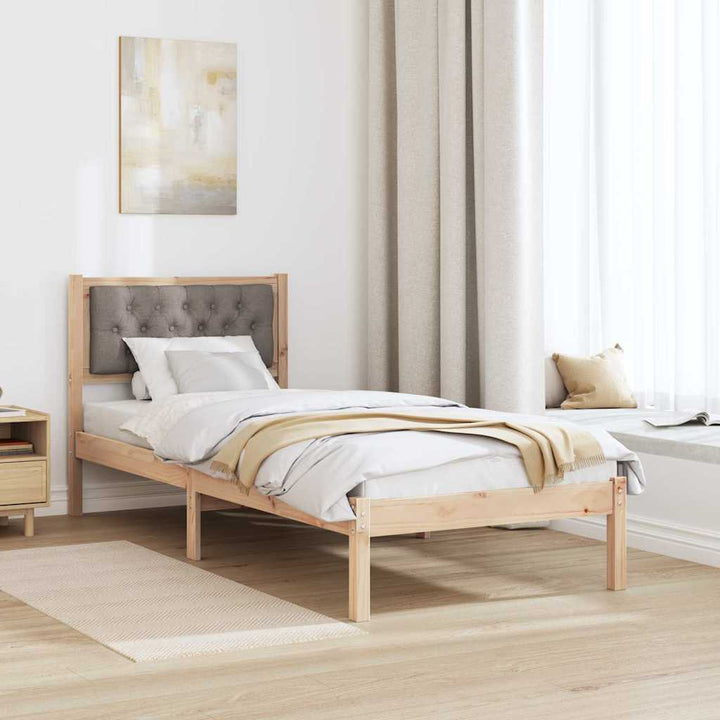 Sengestel med hovedgærde Gråbrun 80 x 200 cm Massiv fyrretræ