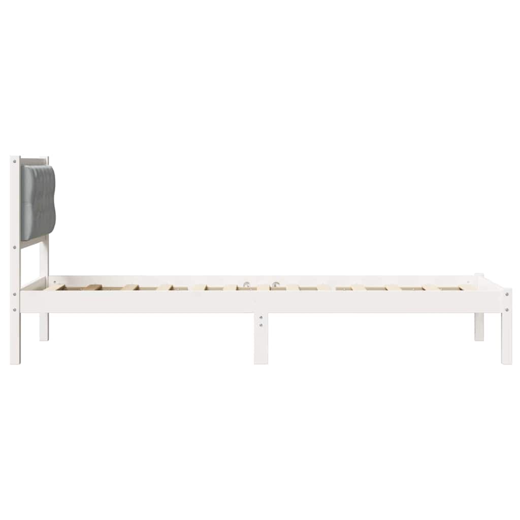 Sengestel med hovedgærde Lysegrå 80 x 200 cm Massiv fyrretræ