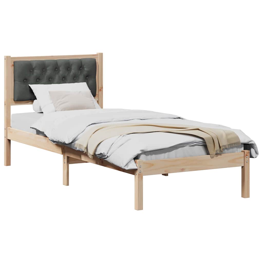 Sengestel med hovedgærde Mørkegrå 90 x 190 cm Massiv fyrretræ