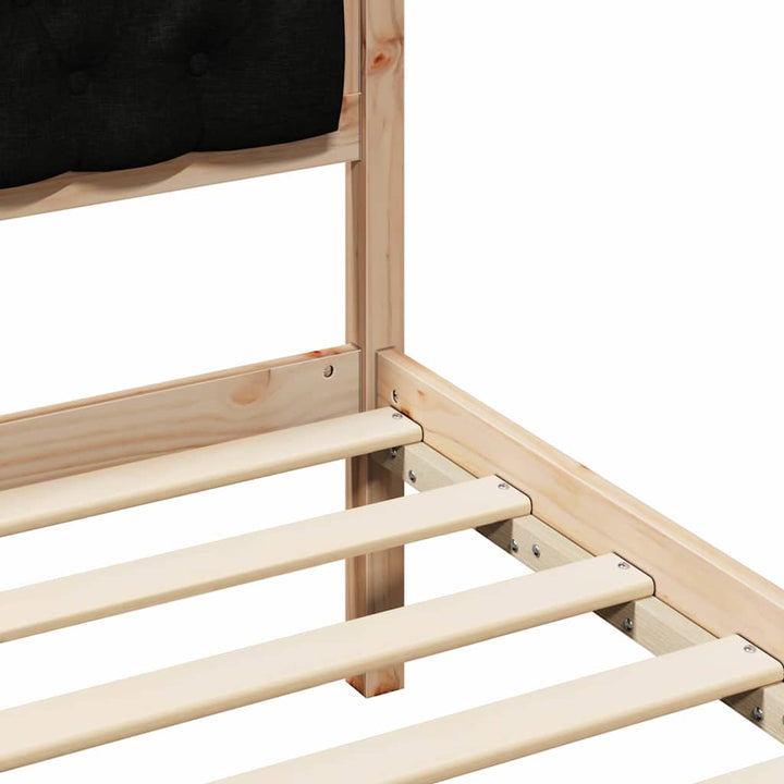 Sengestel med hovedgærde Sort 90 x 190 cm Massiv fyrretræ