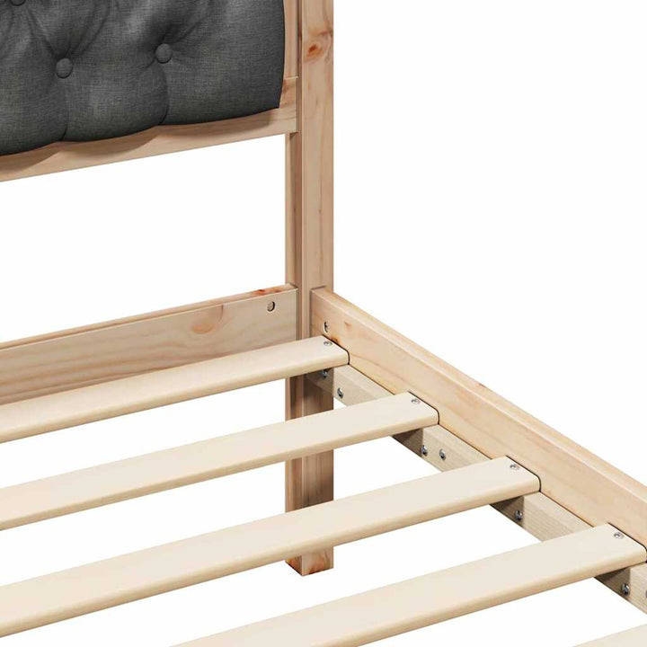 Sengestel med hovedgærde Mørkegrå 75 x 190 cm Massiv fyrretræ