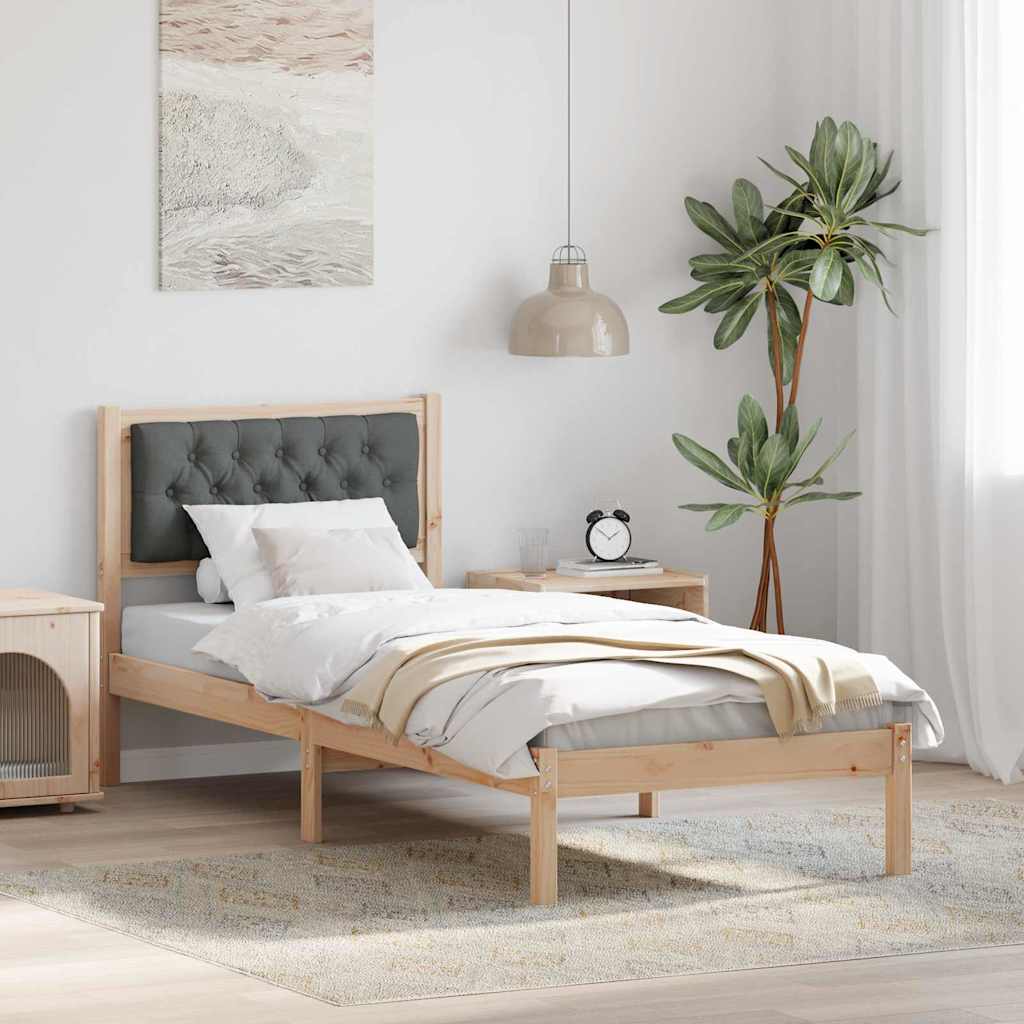 Sengestel med hovedgærde Mørkegrå 75 x 190 cm Massiv fyrretræ