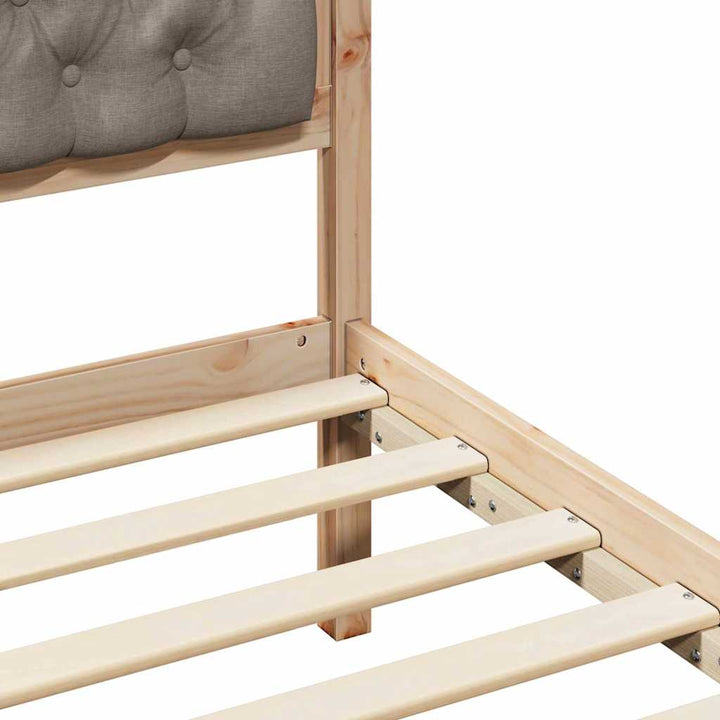 Sengestel med hovedgærde Gråbrun 75 x 190 cm Massiv fyrretræ
