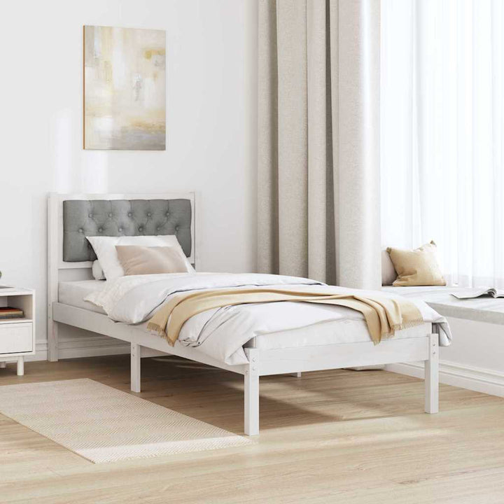 Sengestel med hovedgærde Lysegrå 75 x 190 cm Massiv fyrretræ