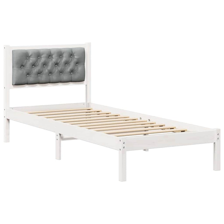 Sengestel med hovedgærde Lysegrå 75 x 190 cm Massiv fyrretræ