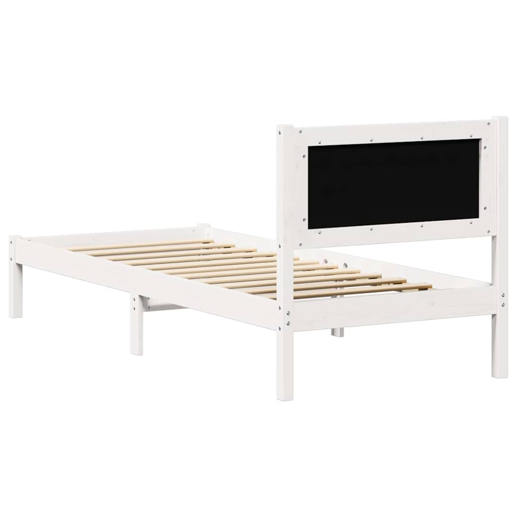 Sengestel med hovedgærde Lysegrå 75 x 190 cm Massiv fyrretræ
