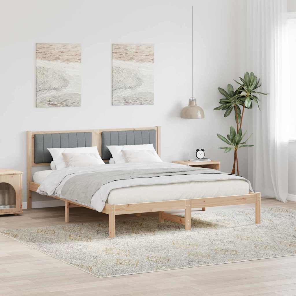 Sengestel med Polstret Hovedgavl Lysegrå 160 x 200 cm