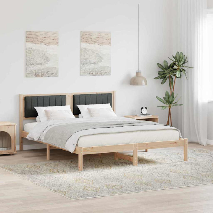 Sengestel med Polstret Hovedgavl Mørkegrå 160 x 200 cm