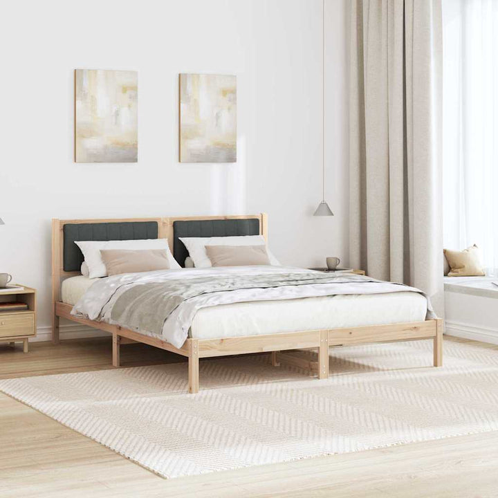 Sengestel med Polstret Hovedgavl Mørkegrå 160 x 200 cm