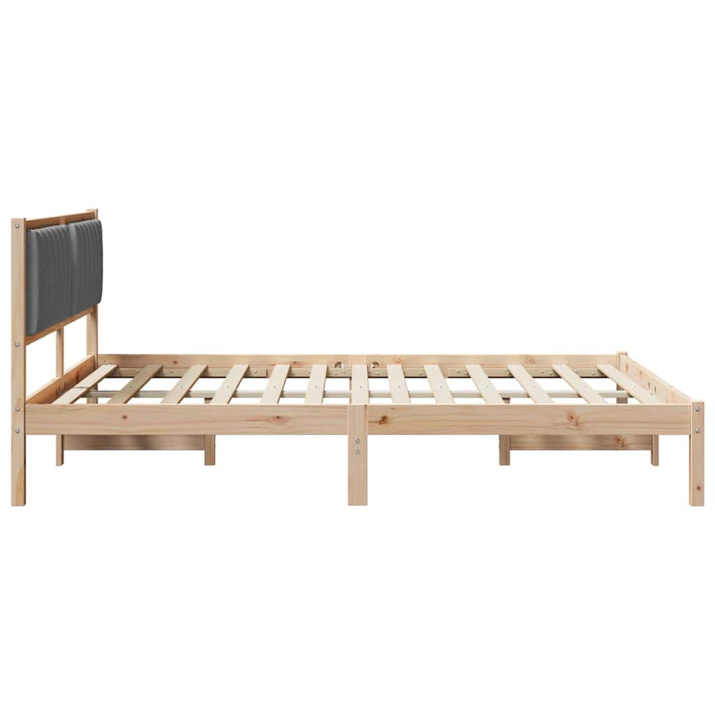 Sengestel med Polstret Hovedgavl Mørkegrå 160 x 200 cm