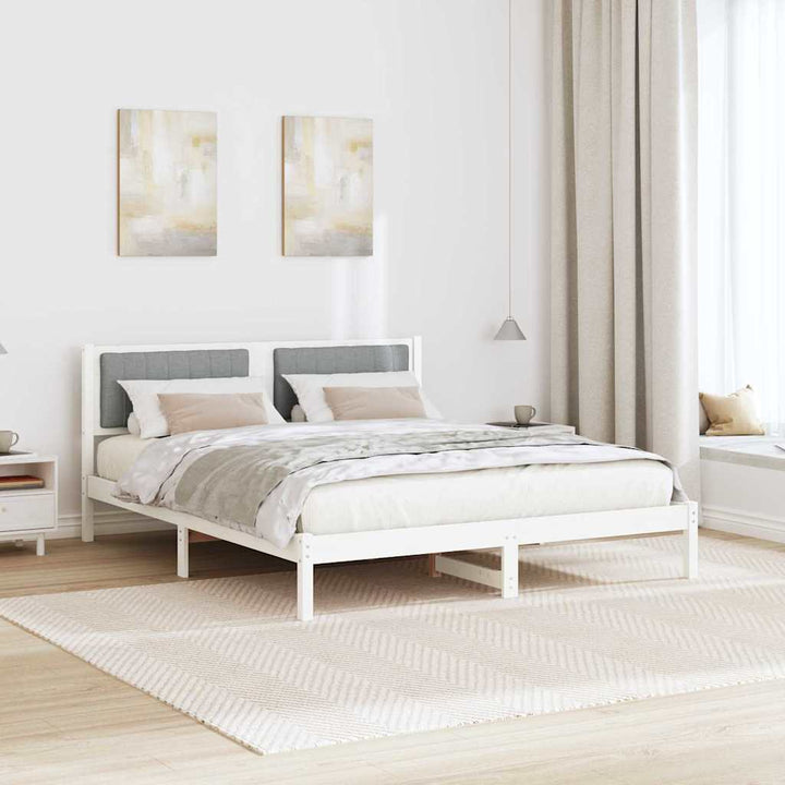 Sengestel med Polstret Hovedgavl Lysegrå 160 x 200 cm