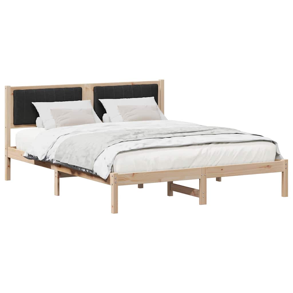 Sengestel med Polstret Hovedgavl Sort 150 x 200 cm