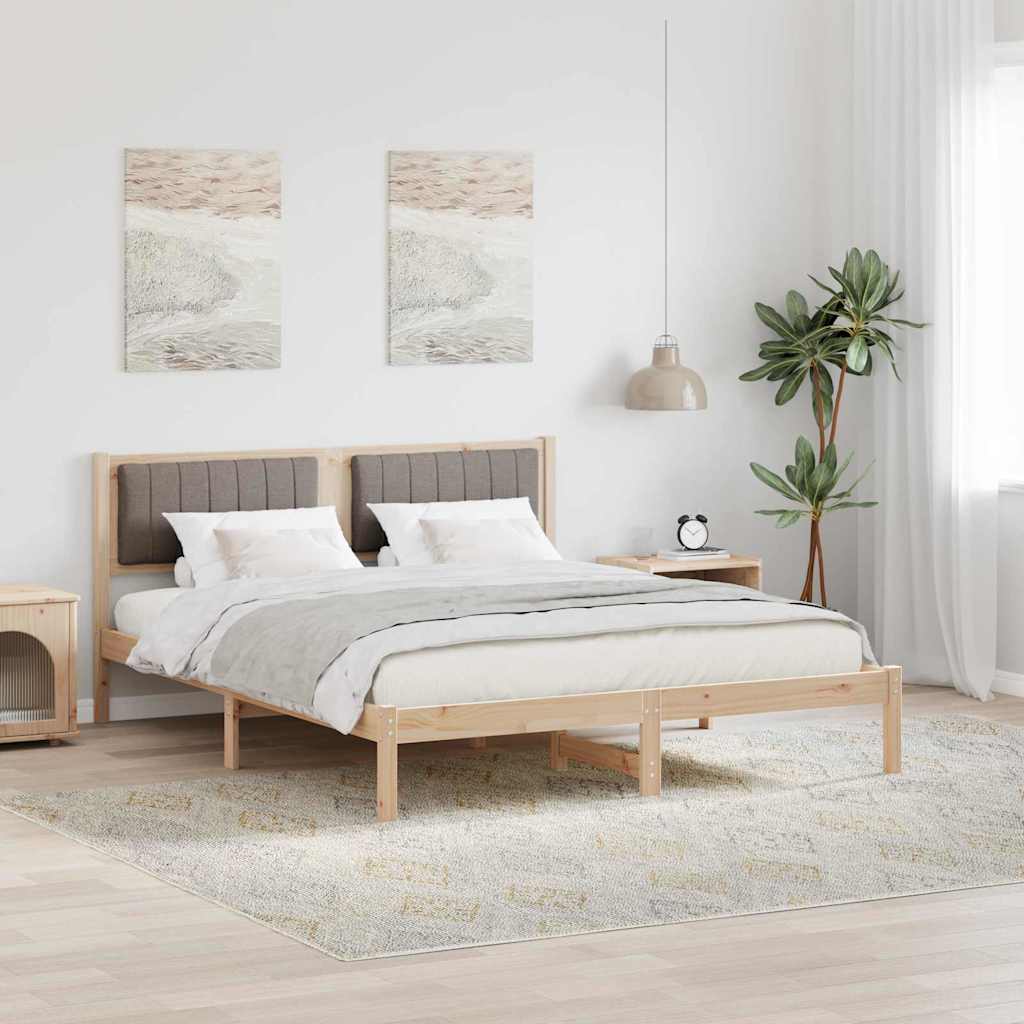 Sengestel med Polstret Hovedgavl Gråbrun 150 x 200 cm
